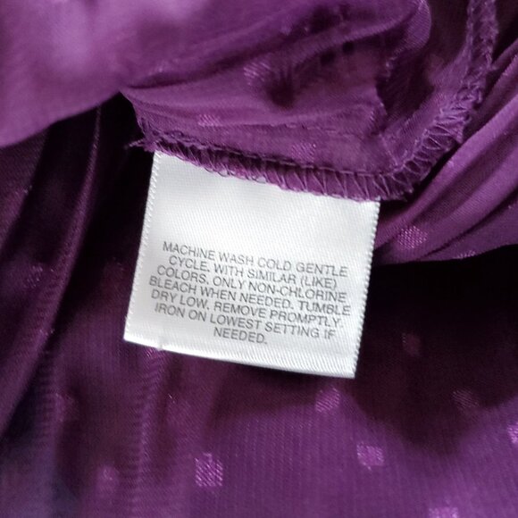 Y2K Sheer Accordion Pleated Blouse MP Purple V Neck Ruffle Fairy Romance Vintage - Picture 5 of 5
